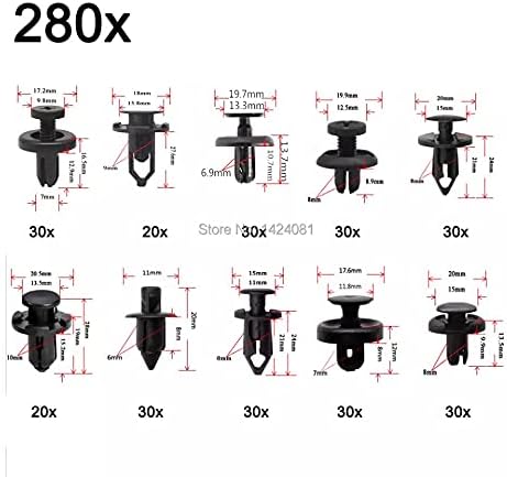 プッシュリベット クリップ 10種類 280個セット トヨタ スズキ 日産 クリップ スバル 車 クリップ ピン ケース付き